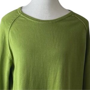 Jeanne Pierre Green Cotton Raglan Knit Sweater Women’s Large L